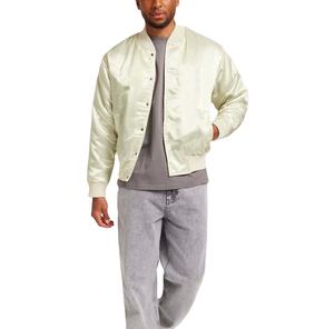 Veste universitaire en satin décontractée pour homme, hiver, 100% polyester, avec décoration boutonnée, veste de baseball universitaire pour homme - Product Image 3