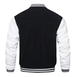 Veste collégiale classique avec col côtelé rayé et poignets Manteau Letterman en laine et cuir de qualité supérieure pour hommes et femmes - Product Image 3
