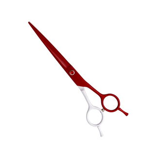 Pet Grooming Straight <b>Scissors</b> Red And White Color Pet <b>Hair</b> <b>Cutting</b> <b>Scissor</b> Animal <b>Hair</b> <b>Cutting</b> <b>Scissor</b> - Product Image 1