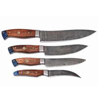 Ensemble de couteaux de chef 4 pièces fabriqué en acier de Damas 2025 meilleur design ensemble de couteaux de chef en acier de Damas de haute qualité à bas quantité minimale de commande