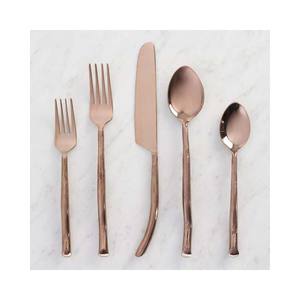 Juego de cubiertos de vajilla chapada en cobre con mango martillado más vendidos, tenedores, cucharas, cuchillos, juegos de cubiertos de acero inoxidable para hoteles - Product Image 6