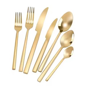 Ensemble de couverts jetables en acier miroir fini or pour mariage à l'hôtel et service de table pour manger - Product Image 2