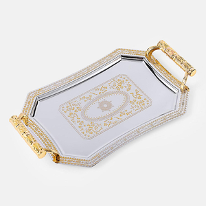 ถาดโลหะสแตนเลสทรงกลมพร้อมดีไซน์ขนาดใหญ่ถาดโลหะแฟนซี - Product Image 3