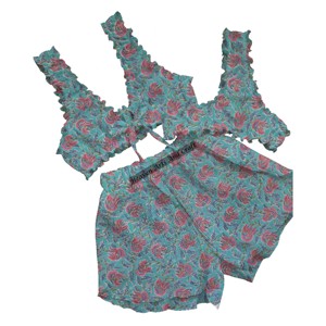 Ensemble de pyjama 3 pièces sexy à imprimé blocs pour femme, soutien-gorge, culotte et short, ensemble de camisole et short d'été, vêtements de maison, vêtements de nuit pour femme - Product Image 3
