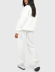 Chándal de mujer de talla grande de invierno con hombros caídos regulares de algodón 100% hecho a medida, peso pesado, 220gsm, logotipo impreso DTF, traje Doble - Product Image 6