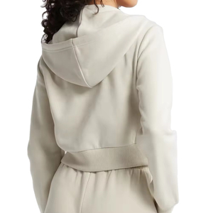 Dernière collection : sweat à capuche oversize zippé pour filles, avec logo personnalisé, très tendance, effet délavé, haut court, sweat à capuche décontracté pour femmes, 2026 - Product Image 3