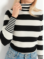 Tricots pour femmes rayé col roulé tunique respirant tricots personnalisé OEM Service nouvelle mode de haute qualité pull chaud