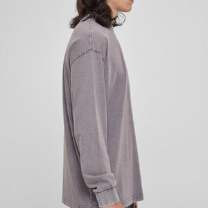 เสื้อยืดแขนยาวลายโลโก้แบบกำหนดเอง เสื้อยืดแขนยาวลายโลโก้แบบกำหนดเองสไตล์วินเทจ เสื้อยืดลายวินเทจแบบฟอกสี - Product Image 3