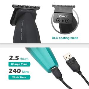 Tondeuse à cheveux professionnelle sans fil rechargeable par USB pour hommes, lame en T DLC à écartement zéro pour barbe, tondeuse professionnelle sans fil USB - Product Image 2