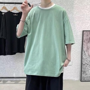 Camisetas de manga corta de peso pesado de gran tamaño para hombre, ropa informal holgada de cuello redondo hecha de poliéster/algodón, diseño en blanco - Product Image 2