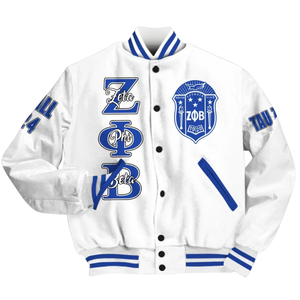 Zeta Phi Beta 1920 Sorority Varsity Greek Life Blue White Letterman Jacket ZPB Chenille Patch Fondateurs Style Wear - Product Image 4