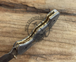 Cuchillo plegable hecho a mano con revestimiento de acero damasco, Funda de cuero fino, regalo DIY para novio, soporte OEM disponible - Product Image 6