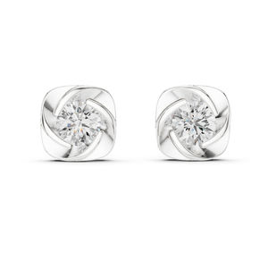 Pendientes de Diamantes Redondos Cultivados en Laboratorio en Oro Blanco de 14K para Mujer |   Regalo de Aniversario para Ella |   Diamante Cultivado Nuevo - Product Image 1