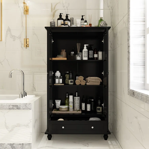 Airil Tellisford Armoire de salle de bain moderne autoportante avec portes coulissantes Rangement d'appoint réglable au sol Collection Tellisford - Product Image 5