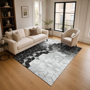 <b>RUGS</b> DEPOT LXDP-0597 Wholesale <b>Charcoal</b> <b>Grey</b> Designer Pattern Digital Printed Machine Washable Chenille Area <b>Rug</b> Non Slip - Product Image 2