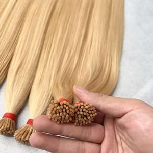 Hot Selling Product 100% Raw Human Hair Keratins Tips Luxury Hair Extensions Super Double Drawn I-Tips Blonde Straight Hair - Product Image 1