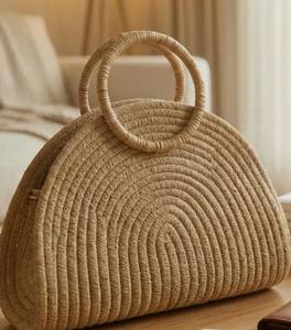 <b>Straw</b> Top Handle <b>Handbag</b>, Woven Summer Purse for Women, Minimalist <b>Straw</b> Bag, Casual Vacation & Brunch <b>Handbag</b> - Product Image 4