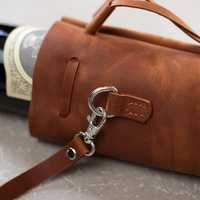 Elegante Porta Vino de Cuero Genuino Vintage, Impermeable, Personalizable con Logotipo y Color, para una Sola Botella, Seguro para Viajes