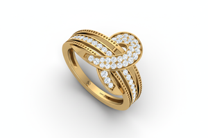 แหวนทองคำ 14K ประดับเพชรแท้ 54 เม็ด น้ำหนัก 0.40 กะรัต ดีไซน์หรูหราสำหรับสุภาพสตรี - Product Image 4