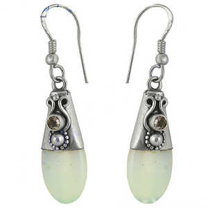 925 Silver <b>Drop</b> <b>Earrings</b> with Green Gemstone <b>Fashionable</b> Women's Gift - Product Image 1