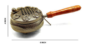 Brûleur d'encens en laiton pur avec finition dorée Décoration de bureau à domicile-Support d'air de parfum aromatique avec poignée pour parfum d'ambiance - Product Image 4