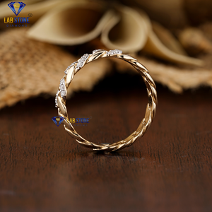 Anillo de diamante de corte brillante redondo TDW 0.108, oro amarillo de 18 quilates, Diamante certificado/no certificado, Joyería de diamantes Cvd/HPHT - Product Image 4