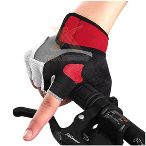 Gants de cyclisme en cuir et spandex à demi-doigts, sangle de poignet réglable, légers, antidérapants, matériau durable, ajustement confortable, unisexe - Product Image 2