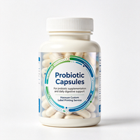 Étiquettes transparentes en PET imperméables imprimées pour bouteilles de capsules probiotiques Haoxuan OEM, pour l'emballage de compléments alimentaires