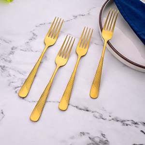 Timeless Luxury Stainless Steel Golden Forks <b>Set</b> of 4 <b>PC</b> and Metal Tableware for Dinner and Restaurant Use Tea Spoon Included - Product Image 2