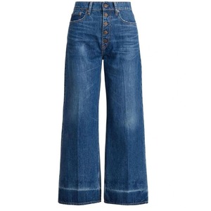 กางเกงยีนส์ขาตรงยืดสำหรับผู้หญิงเอวกลางระบายอากาศทรงปกติสไตล์สตรีท - Product Image 4