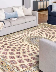 Alfombras y juegos de área anudada persa de estilo tradicional elegante, diseño de Nain de marfil superior para decoración del hogar - Product Image 1