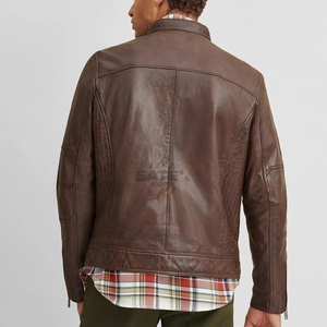 2025-26 Best Custom Unisex <b>Leather</b> <b>Jacket</b> Stand Embroidery Cow Skin Front Logo <b>Long</b> Sleeve Quick Dry Breathable OEM Service - Product Image 3