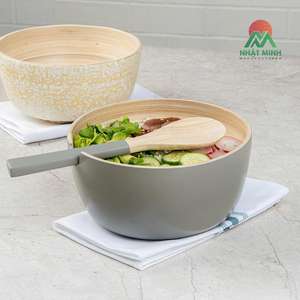 Bol à salade en bambou Bambuddha de 25 onces, 1 bol de service robuste - Durable, réutilisable, plat à fruits en bambou gris - Product Image 3