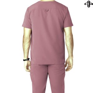 Trajes de fregado de color sólido Ropa de personal de hospital Uniforme médico de moda para camisa y pantalón de hombre Conjuntos de fregado médico - Product Image 6