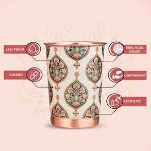 แก้วทองแดงบริสุทธิ์พิมพ์ลายนกยูงและงานศิลปะดอกไม้สำหรับคอลเลกชันห้องครัวที่ทันสมัย - Product Image 3