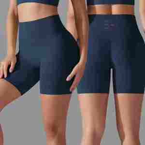 Shorts Deportivos para Mujer, Estilo Biker, Sensación de Desnudez, Cintura Media, Yoga, Slim, Push-Up, Transpirables, Secado Rápido, Impermeables, 100% Algodón - Product Image 1