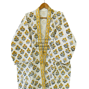 เสื้อคลุมอาบน้ำผ้าฝ้ายวาฟเฟิลพิมพ์ลายด้วยมือขายส่ง - Product Image 4