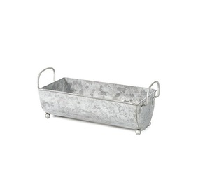 Classic Design Galvanized Set of Two Garden Planters Decorative Metal Pot With Black <b>Stand</b> Iron Metal Finished - Product Image 4