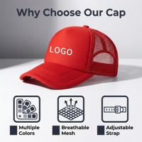 Gorra Trucker de Espuma con Malla, Personalizable con Logotipo, Lisa, Promocional, Publicitaria, Bordada en 3D
