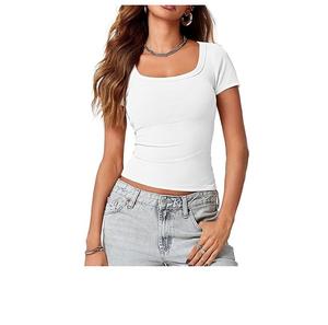 New <b>Women's</b> <b>Scoop</b> <b>Neck</b> Short Sleeve Tops Slim Fit Ribbed Casual Basic <b>T</b> <b>Shirts</b> Tops Wholesale Available - Product Image 1