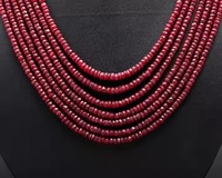 Collier en Corindon Rouge Rubis Facetté Rondelle 7 Brins MM avec Fermoir Réglable, Bijou Exclusif Modèle 000 pour Perles de Stylo