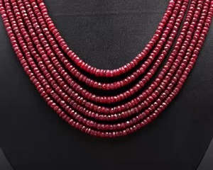 Collier en rubis à 7 brins, perles facettées en forme de rondelle, rubis corindon, fermoir réglable, bijoux exclusifs, Mehrajudin Gems, tiers - Product Image 4