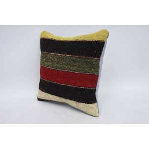 Multicolor Wool Kilim 18x18 Inch Luxury Decorative Accent Pillow Woven Vintage Pattern Leaves 12x12 Inverted Patchwork <b>Cushion</b> - Product Image 4