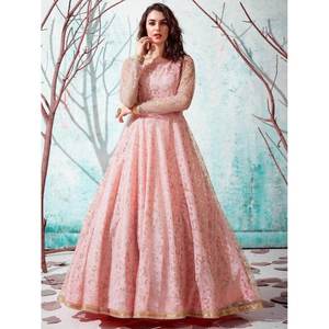 ชุดราตรีผ้าซาตินยาวสีชมพู แต่งลายฟอยล์ ทรงเอไลน์ เอวทรงเอ็มไพร์ เรียบง่าย เหมาะสำหรับงานปาร์ตี้ งานแต่งงาน ไซส์ XL ยาวกรอมพื้น - Product Image 2