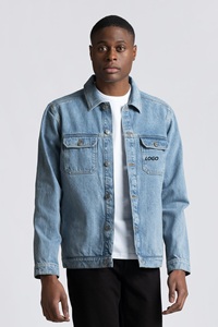 Jeans stretch respirants de haute qualité veste en jean à la mode bicolore vente en gros de vestes en jean de sport vintage délavé pour hommes - Product Image 5