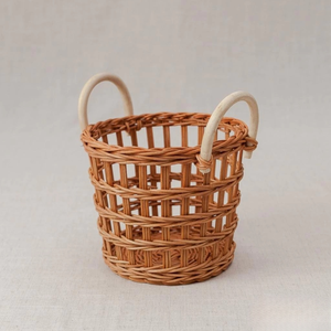 Eco-Friendly Rattan Snack & Fruit <b>Basket</b> - Handmade Rustic <b>Display</b> <b>Basket</b> with Handle, Made in Vietnam Round Rattan <b>Display</b> Tray - Product Image 2