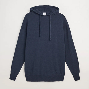 Oem Baggy Blank Sweatshirt Plain Quality Unisex <b>Navy</b> Blue Terry Cloth <b>Hoodie</b> Premium 100 Cotton Hoodies No Pocket - Product Image 2
