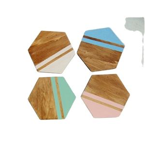 Sous-verre octogonal en bois de différentes couleurs pour la maison, sous-verre de tasse de thé en bois de meilleure qualité pour la fabrication au prix de gros - Product Image 1