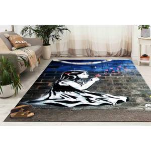 Tapis Banksy Blowing Bubble Girl : Décoration artistique lavable en machine, tapis fin non tissé - Product Image 1
