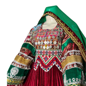 Top Selling Embroidered <strong>Design</strong> Afghan Kuchi <strong>Long</strong> <strong>Frock</strong> Available in Custom Colors Breathable Women's Party Wear Evening Dresses - Product Image 3